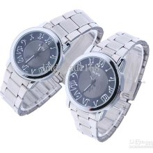 Elegant Couples Quartz Watch Lover Musical Symbols Stainless Steel B