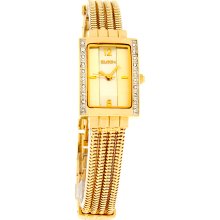 Elgin Crystal Ladies Mop Dial Gold Tone Multi-Chain Snake Bracelet Watch EG363