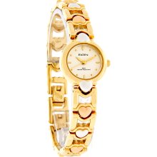 Elgin Quartz Ladies Rose Silver Gold Tone Heart Bracelet Dress Watch ELA321