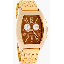 Elini New Yorker Grand Chronograph Mens Xl Gold Tone Copper Dial Dress Watch