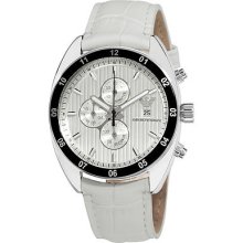 Emporio Armani 'sport' Men's Silver Dial Leather Strap Watch