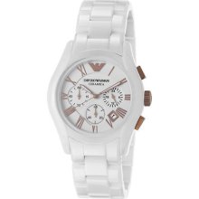 Emporio Armani Women's 'ceramic' White Dial White Bracelet Watch