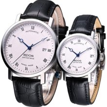 Epos Originale Mechanical Classic Dress Pair Watches White 3387 4387 Couple