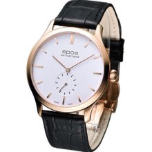 Epos Originale Mechanical Ultra-thin Classic Watch White Rose Gold 3408 Leather