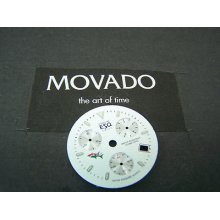 Esq By Movado White Chronograph Dial Watch Parts 26.60mm 3 Registers