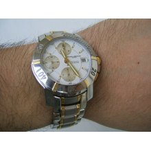 Extremely Rare Baume & Mercier Capeland S Stainless And 18 Kt Gold Chronograph