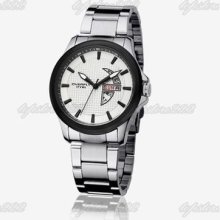 Eyki Luxury Move Date 3atm Japan Quartz Men Steel Wrist Watch White Dial Tsr