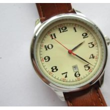 Factory Sample Round Beige Dial Gents N.o.s. Watch Running