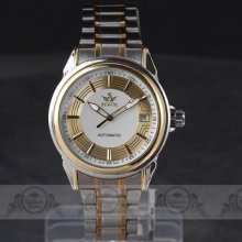 Fancy Men Auto Mechanical Wrist Watch Alloy Band Round Dial Date Srt907