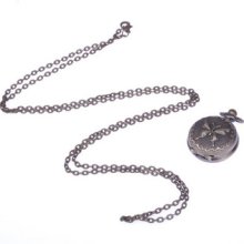 Fashion Bronze Case Butterfly Necklace Chain Pocket Watch