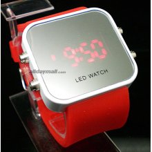 Fashion Digital LED Wrist Watch with Silicone Band (Red)