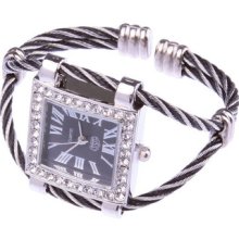 Fashion Lady Roman Numerals Dial Big Square Bracelet Watch