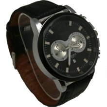 Fashion Leather Men Boy's Luxury Date Concise Design Wrist Watch Gift 8125-1