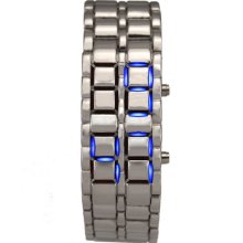 Fashion Mens Lava Iron Samurai Red&blue Led Digital Time & Date Dress Watch