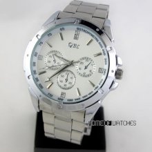 Fashion Office-style Sub-dials Decor Steel Quartz Wrist Mens Watch