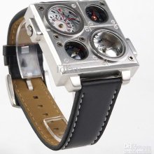 Fashion Oulm Men's Multi-function Quartz Wrist Watch Pu Leather Watc