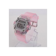 Fashion Waterproof Digital Display Silicone LED Electronic Sport Wrist Watch Pink