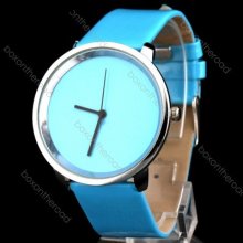 Fashion Women Faux Leather Round Dial Analog Quartz Wrist Watch 6 Colors