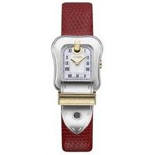 Fendi Women's 'b. Fendi' Two Tone Steel Red Leather Strap Quartz Watch F372247