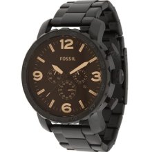 Fossil Black Ion Plated Stainless Steel Chronograph Mens Watch Jr1356