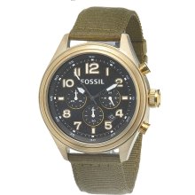 Fossil Classic Vintaged Bronze Olive Nylon Strap Chronograph Men's Watch DE5018