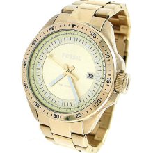 Fossil Date Gold Tone Bracelet 100m Mens Watch Am4386