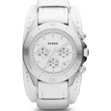 FOSSIL FOSSIL Retro Traveler Chronograph Leather Watch - White