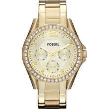 Fossil Gold Stainless Steel Multi Dial Women Latest Watch Es3203