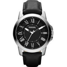 Fossil Grant Black Leather Mens Watch Fs4745