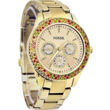 Fossil Ladies Stella Gold Tone Stainless Steel Glitz Watch Es3201