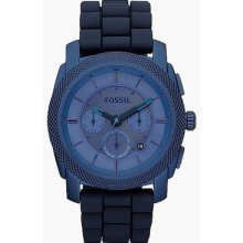 Fossil Machine Blue Silicone Men's Stainless Steel Case Chronograph Watch Fs4703