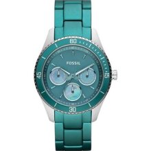 Fossil Stella Aluminum And Stainless Steel Teal Watch Es3036