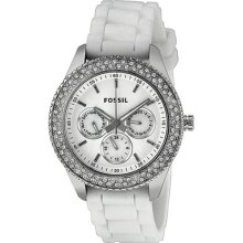 Fossil Stellla Glitz Multi-function White Dial White Silicone Strap Ladies Watch