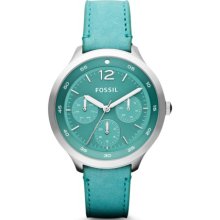 Fossil The Editor Multifunction Leather Watch - Aqua - ES3243