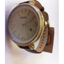 Fossil Women's Watch Dark Brown Leather Strap Es3206