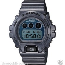 G-shock Metallic Gray Blue Dial Mirror Face Digital Watch - Dw6900mf-2