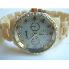 Geneva Horn Chrono Ceramic Mk Look Crystal Watch Quartz