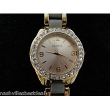 Geneva Moderate Women's Amz1031 Multi-bezel Rose Gold Link Bracelet Watch