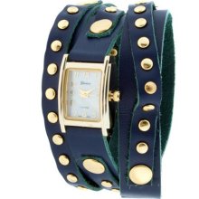 Geneva Platinum 9560 Women's Studded Wrap-around Watch-NBLUE/GLD