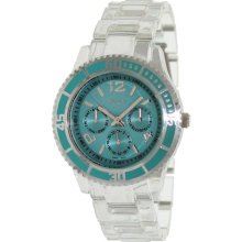 Geneva Platinum Women's 9167.Teal Clear Silicone Quartz Watch wit ...