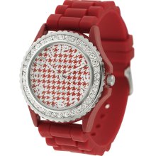 Geneva Platinum Women's Houndstooth Rhinestone Silicone Watch (Women's Houndstooth Rhinestone Silicone Watch)