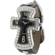 Geneva Platinum Women's Rhinestone-accented Cross Watch