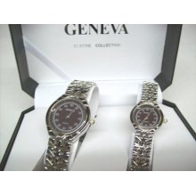 Geneva Quartz Classic Collection his her Watch 8029-A - Stainless Steel - Blue - 3