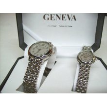 Geneva Quartz Classic Collection his her Watch 8018-B - Stainless Steel - Gray - 3