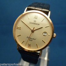 Gents 9ct Gold Sovereign Quartz Wristwatch