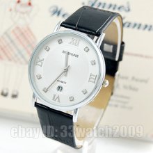 Genuine Leather Top Quality Classic Simple Design Men's Quartz Watch