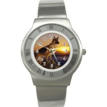 German Shepherd Dog Stainless Steel Watch For Sport Men Wristwatch Fashion