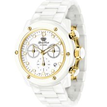 Glam Rock Unisex Quartz Watch With White Dial Analogue Display And Ceramic Bracelet 0.96.2529