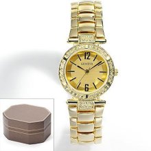 Gorgeous Geneva Gold Tone Simulated Crystal Watch Women