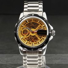 Gorgeous Metal Skeleton Dial Design Fashion Luxury Men Wristwatch Mechanical X1